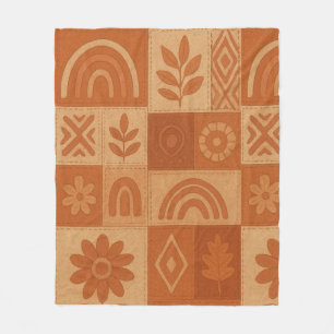 Manta Polar Terracotta Patchwork Quilt Rustic Farmhouse Floral