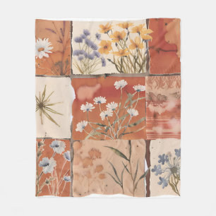 Manta Polar Terracotta Patchwork Rust Boho Spring