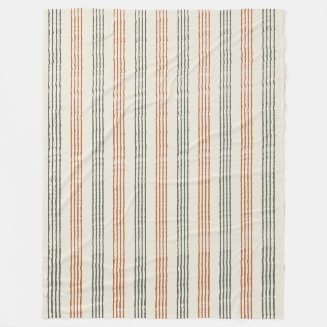 Manta Polar Terracotta Sage Moderno Minimalista Stripe Boho (Anverso)