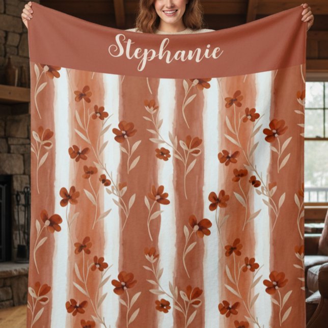 Manta Polar Terracotta Wildflower Monogram  (Subido por el creador)