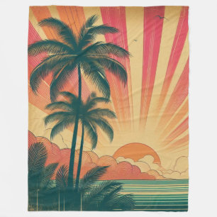 Manta Polar Terraza tropical retro/vintage/puesta de sol hawai
