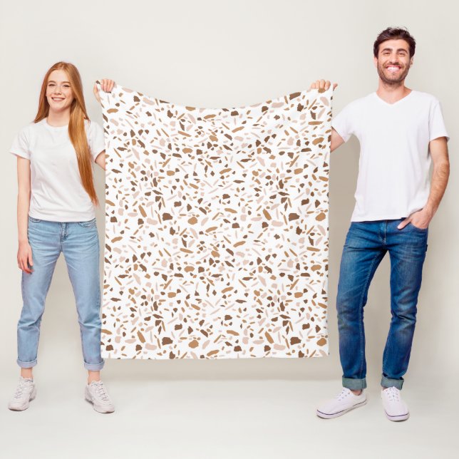 Manta Polar Terrazzo marrón y beige y blanco (In situ)