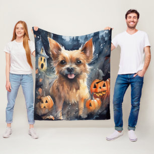 Manta Polar Terrier australiano de Halloween con calabazas tem