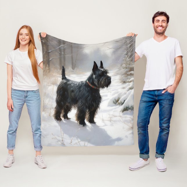 Manta Polar Terrier Escocés Deja que nieve Navidad (In situ)