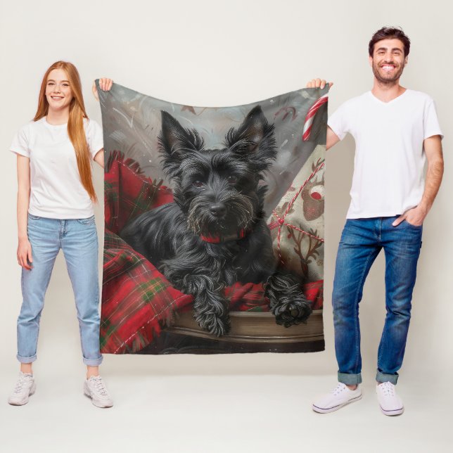 Manta Polar Terrier Escocés Perro Navideño Festivo (In situ)