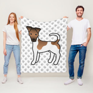 Manta Polar Terrier Fox Liso Blanco y Marón Perro de Dibujos A