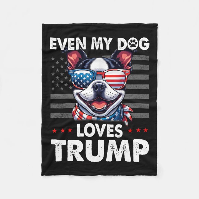 Manta Polar Terrier Incluso Mi Perro Ama Trump Divertido  (Anverso)