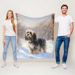 Manta Polar Terrier Tibetano Deja que nieve Navidad