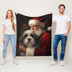 Manta Polar Terrier Tibetano Papá Noel Navideño Festivo