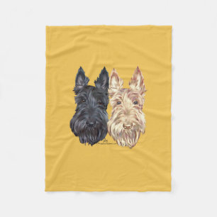 Manta Polar Terriers Escoceses Negros y Trigo