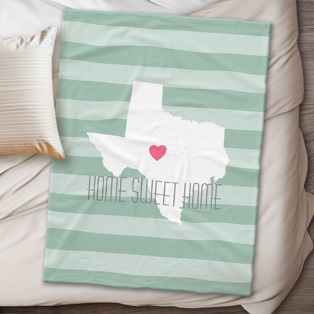 Manta Polar Texas Home State Love with Personalizado Heart (Texas Personalized Fleece Blanket)