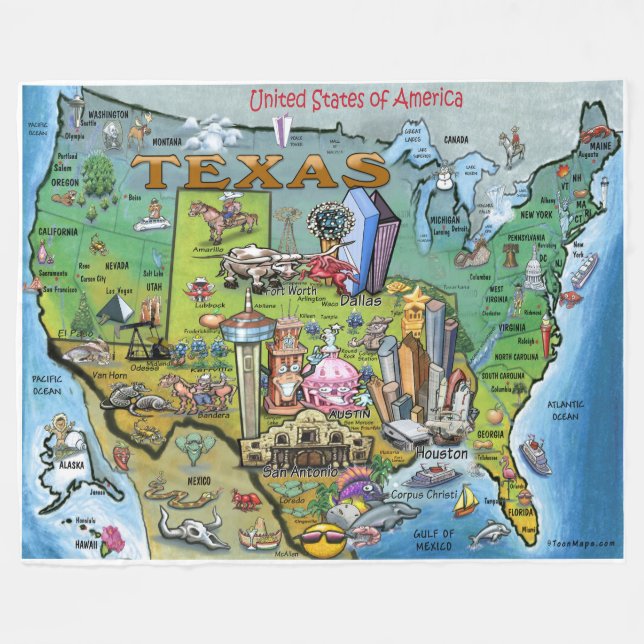Manta Polar Texas USA Fleece Blanket (Frente (Horizontal))