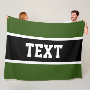 Manta Polar Texto atlético verde negro franjas blancas