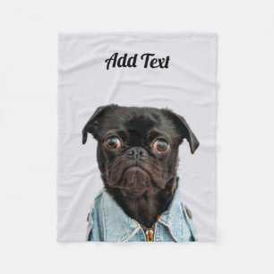 Manta Polar Texto de adición de perro negro