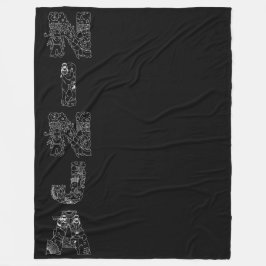 Manta Polar Texto de arte blanco Ninja sobre negro