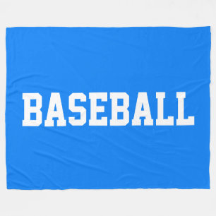 Manta Polar Texto de BÉISBOL Blanco Atlético en Azul Brillante