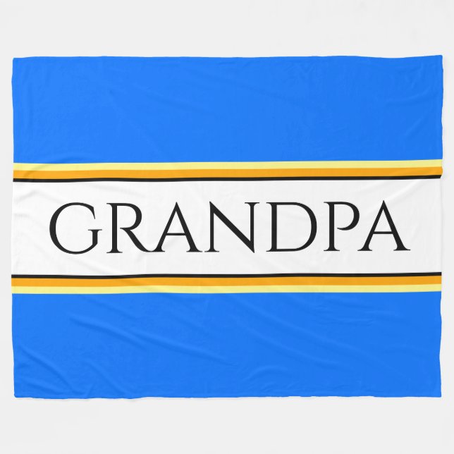 Manta Polar Texto de GRANDPA Rayas de Carreras blanca azul bri (Frente (Horizontal))