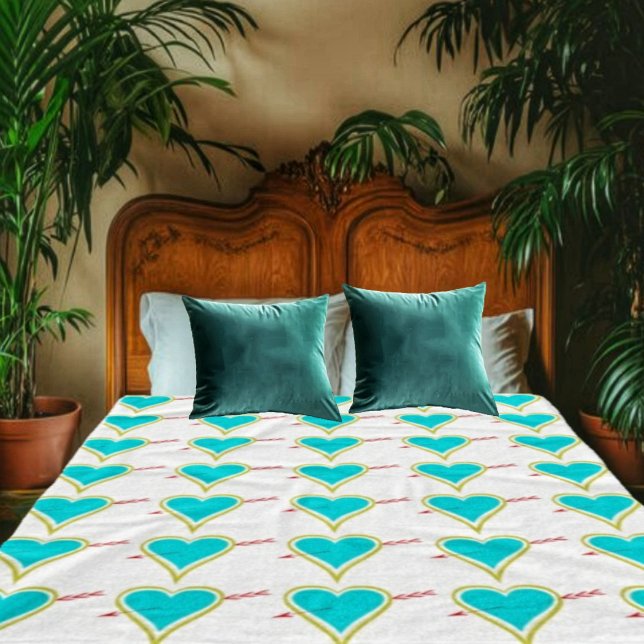 Manta Polar Texto. Heart & Arrow-Gold-Wht (Cuddle up this February, in this Text. Heart & Arrow Gold-Wht Fleece Blanket!)