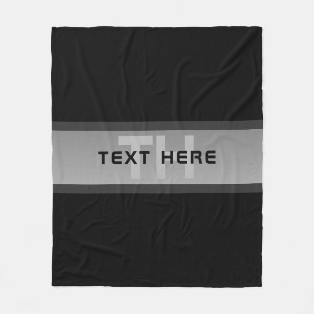 Manta Polar Texto moderno con capas de Personalizable | Negro  (Anverso)
