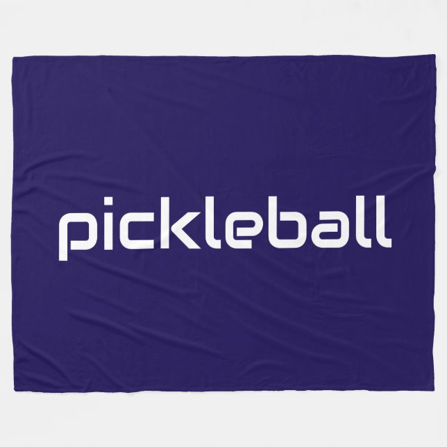 Manta Polar Texto Moderno De PICKLEBALL Blanco Sobre Azul De L (Frente (Horizontal))