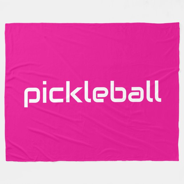 Manta Polar Texto moderno de PICKLEBALL Blanco sobre rosa cali (Frente (Horizontal))