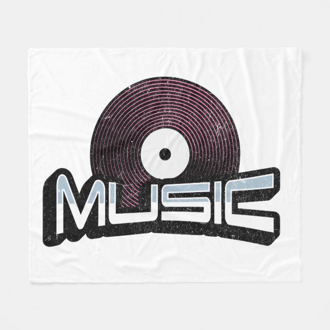 Manta Polar Texto musical con un disco de vinilo (Frente (Horizontal))