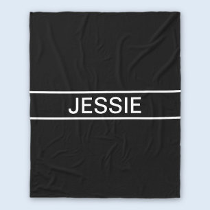 Manta Polar Texto personalizable Negro y blanco moderno y ne