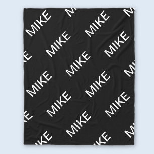 Manta Polar Texto personalizable Negro y blanco moderno y ne