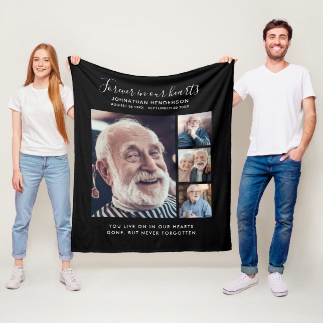 Manta Polar Texto personalizado 4 fotos Por siempre en nuestro (In situ)