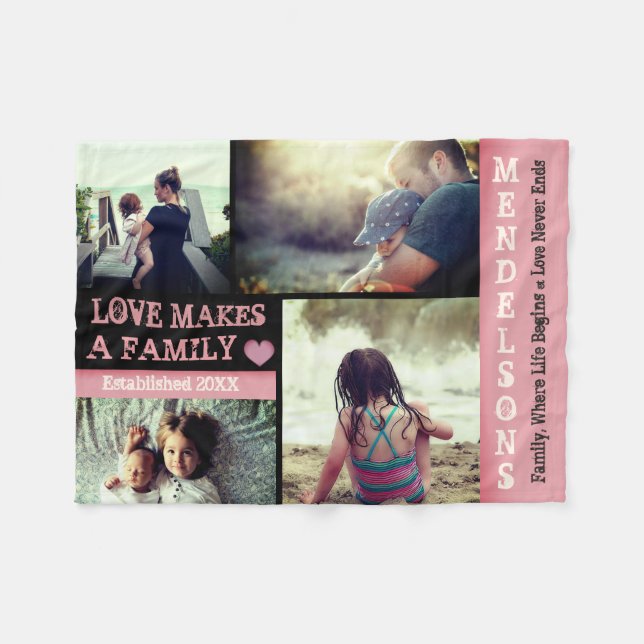 Manta Polar Texto personalizado moderno y collage de fotos per (Frente (Horizontal))