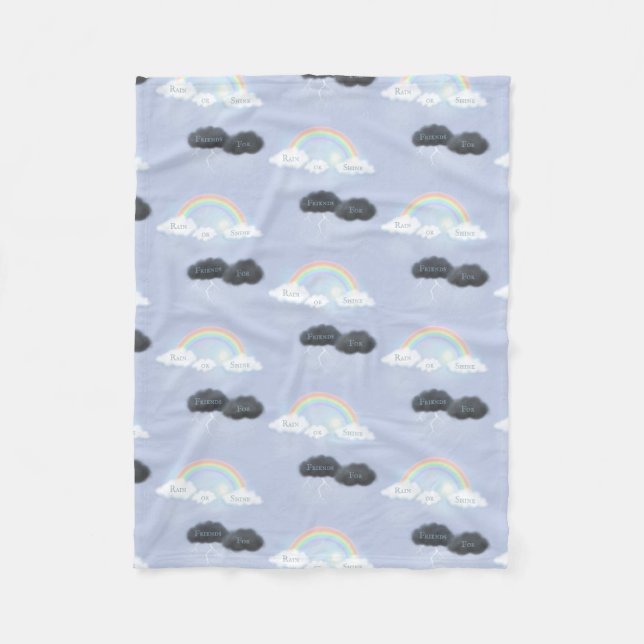 Manta Polar Texto personalizado sobre nubes y arcoiris "lluvia (Anverso)