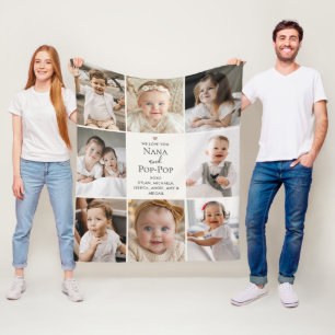 Manta Polar Texto personalizado Te amamos abuelos Regalo de 8 