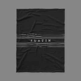 Manta Polar Texto Personalizado y franjas modernas | Blanco y