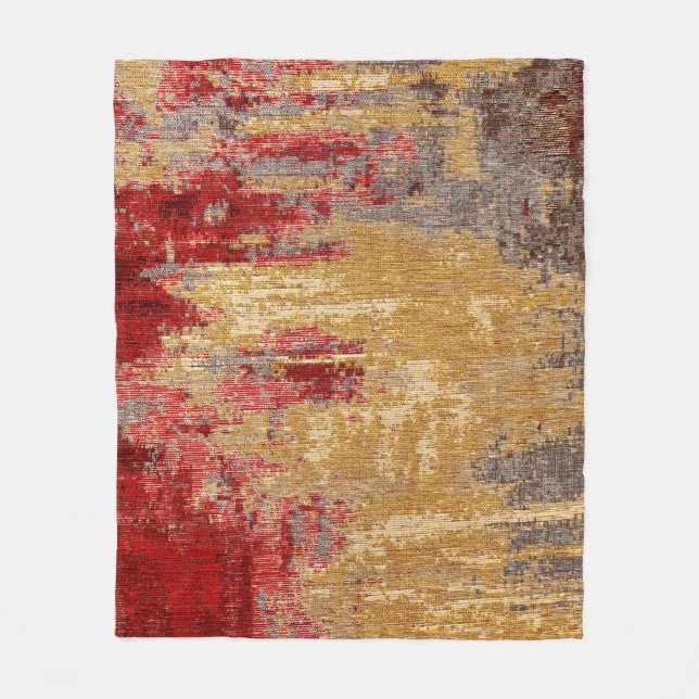 Manta Polar Textura de alfombra roja-dorada oriental. (Anverso)