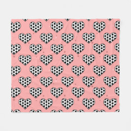 Manta Polar Textura de balón corazón de fútbol - Fondo rosa 