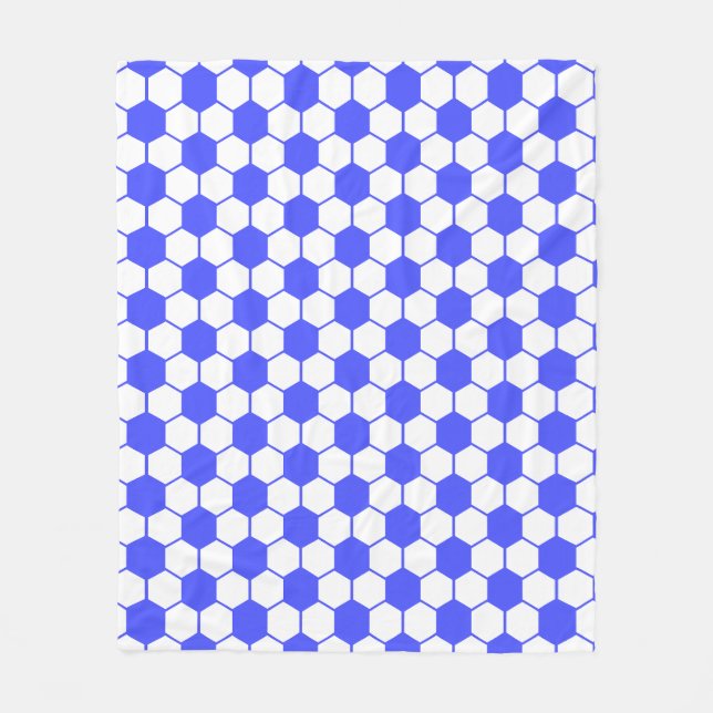 Manta Polar Textura de balón de fútbol - Blanco y azul  (Anverso)