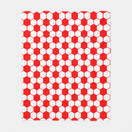Manta Polar Textura de balón de fútbol - Blanco y rojo 