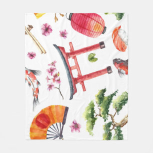 Manta Polar Textura de color marrón de los elementos japoneses