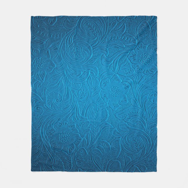 Manta Polar Textura de cuero azul (Anverso)