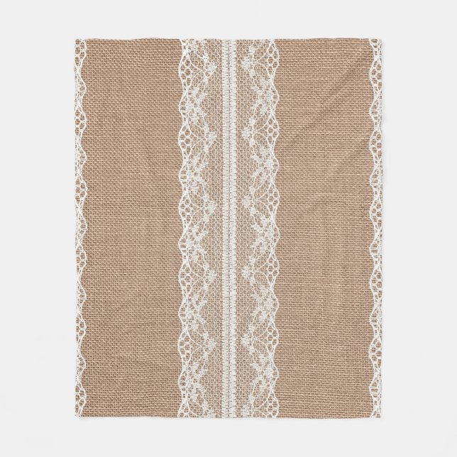 Manta Polar Textura de encaje blanco-negro de Burlap marrón (Anverso)