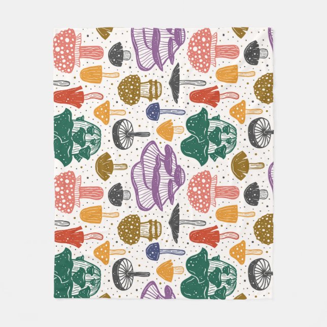 Manta Polar Textura de la tinta de las setas del bosque (Anverso)