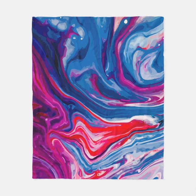 Manta Polar Textura de mármol azul rojo (Anverso)