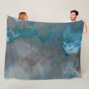 Manta Polar Textura de mármol azul y gris
