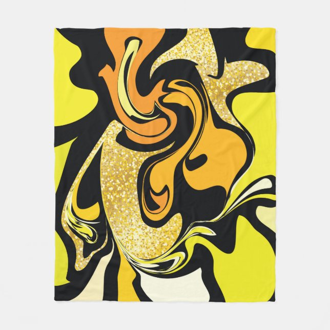 Manta Polar Textura de mármol dorado de lujo (Anverso)