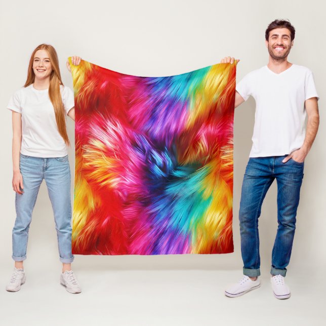 Manta Polar textura de pelaje de monstruo falso de arcoíris br (In situ)