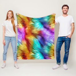 Manta Polar textura de pelaje de monstruo falso de arcoíris br