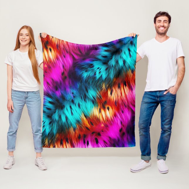 Manta Polar textura de pelaje de monstruo falso de arcoíris br (In situ)