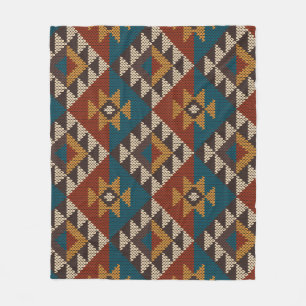 Manta Polar Textura de punto de lana tribal azteca.