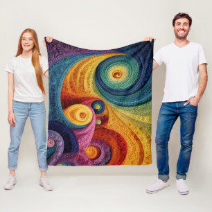 Manta Polar Textura de remolino 3D colorida con patrón en espi