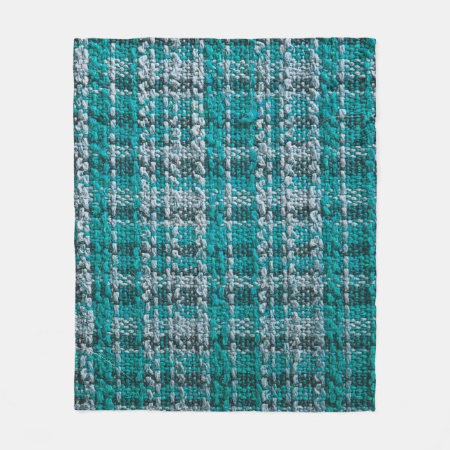Manta Polar Textura de tela turquesa tartán (Anverso)